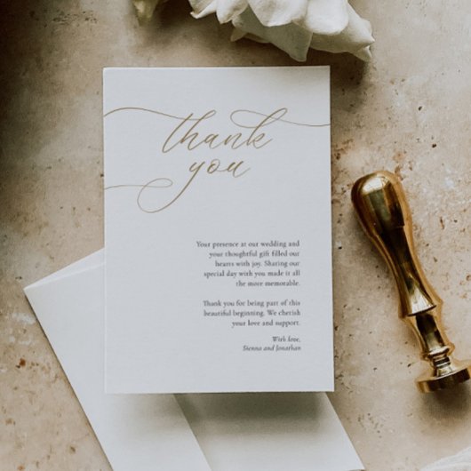 Elegante Bruiloft Dank u Kaart met Kalligrafie