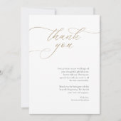 Elegante Bruiloft Dank u Kaart met Kalligrafie (Voorkant)