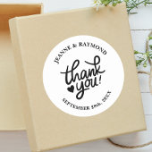 Elegante bruiloft dank u kalligrafie gunst ronde sticker