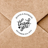 Elegante bruiloft dank u kalligrafie gunst ronde sticker