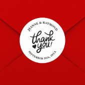 Elegante bruiloft dank u kalligrafie gunst ronde sticker