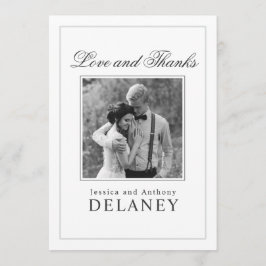 Elegante bruiloft dank u met uw foto bedankkaart