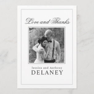 Elegante bruiloft dank u met uw foto bedankkaart