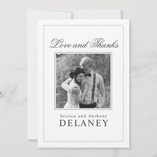 Elegante bruiloft dank u met uw foto bedankkaart (Voorkant)