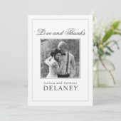 Elegante bruiloft dank u met uw foto bedankkaart (Staand voorkant)