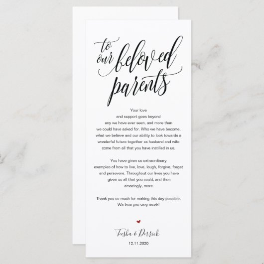 Elegante bruiloft Dank u plaats instelling Kaart (Voorkant / Achterkant)