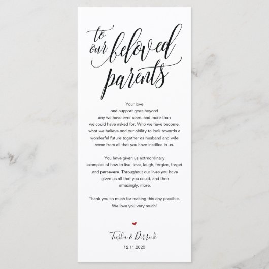 Elegante bruiloft Dank u plaats instelling Kaart (Voorkant)