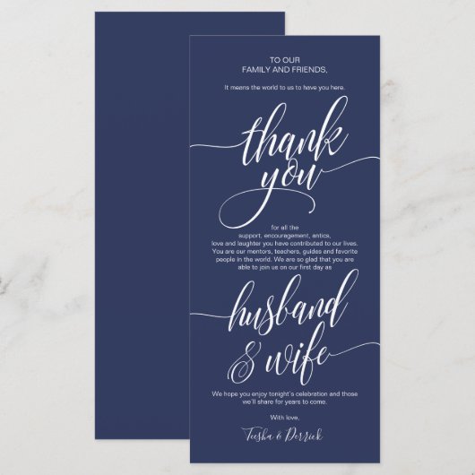 Elegante bruiloft Dank u plaats instelling Kaart (Voorkant / Achterkant)