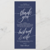 Elegante bruiloft Dank u plaats instelling Kaart (Voorkant)