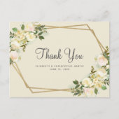 Elegante bruiloft dank u Waterverf Bloemen Goud Briefkaart (Voorkant)
