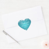 Elegante bruiloft dank u winter sparkle blauw hart sticker (Envelop)
