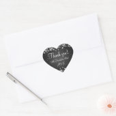Elegante bruiloft dank u winter sparkle zwart hart sticker (Envelop)