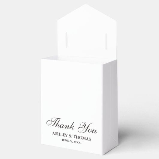 Elegante bruiloft dank u zwart-wit bedankdoosjes (Geopend)