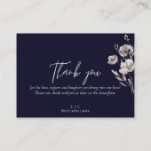 Elegante bruiloft dark navy waterverf dank u plaatskaartje (Achterkant)