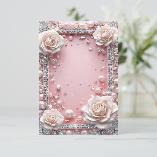 Elegante bruiloft decoratief lijst kaart (Staand voorkant)