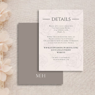 Elegante bruiloft Details Blush Bloemen Groen Informatiekaartje