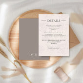 Elegante bruiloft Details Blush Bloemen Groen Informatiekaartje