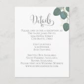 Elegante bruiloft Details Groene Eucalyptus blader Informatiekaartje (Voorkant)