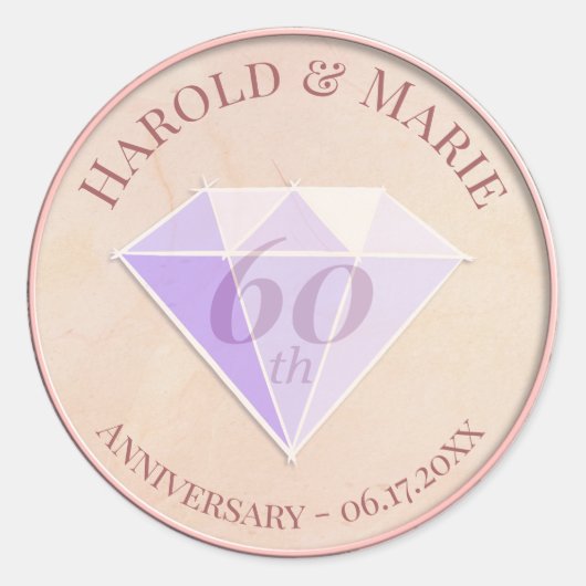 Elegante Bruiloft Diamant Edelsteen Ronde Sticker (Voorkant)