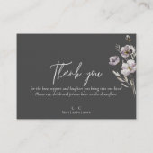 Elegante bruiloft donkergrijs waterverf dank u plaatskaartje (Achterkant)