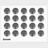 Elegante bruiloft donkergrijze waterverf ronde sticker (Vel)