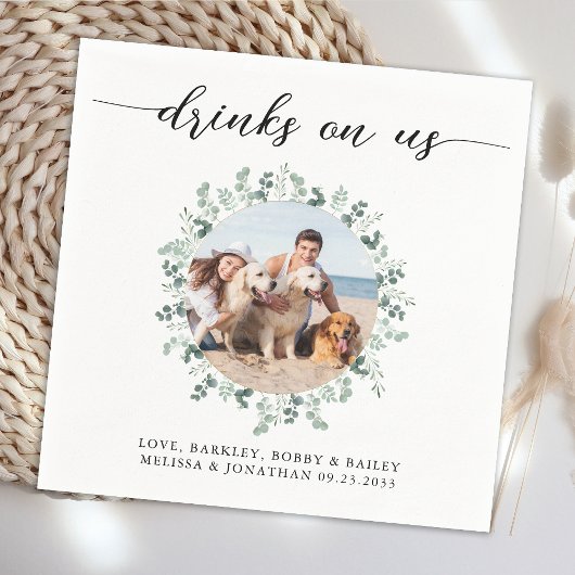 Elegante bruiloft Drink op ons Moderne Foto Huisdi Servet