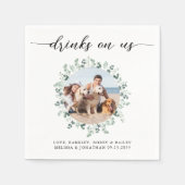 Elegante bruiloft Drink op ons Moderne Foto Huisdi Servet (Voorkant)