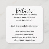 Elegante Bruiloft Duidelijke Eenvoudige QR Code Informatiekaartje (Voorkant)