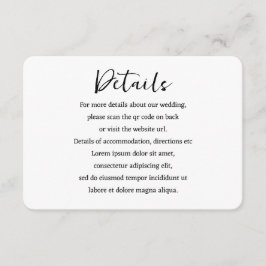 Elegante Bruiloft Duidelijke Eenvoudige QR Code Informatiekaartje
