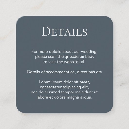 Elegante Bruiloft Duidelijke Eenvoudige QR Code Informatiekaartje (Voorkant)