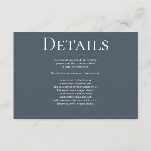 Elegante Bruiloft Duidelijke Eenvoudige QR Code Informatiekaartje (Voorkant)