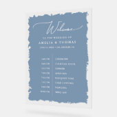 Elegante bruiloft Dusty Blue Welkom en Tijdlijn Acryl Bord (Hoek)