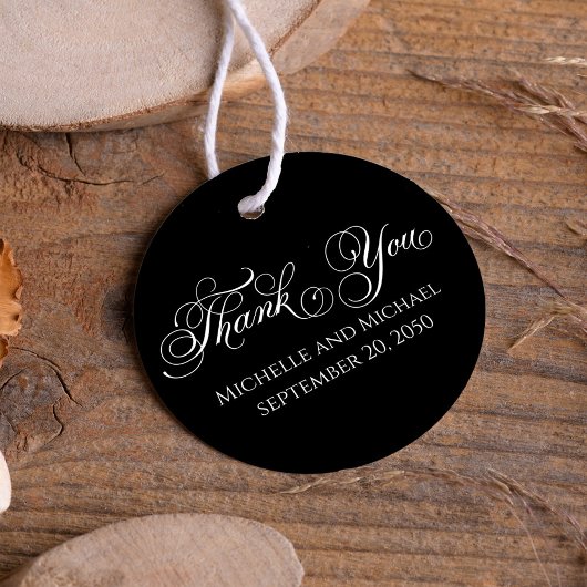 Elegante Bruiloft Eenvoudig Zwart-Wit Bedankjes Labels