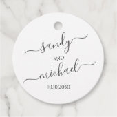 Elegante Bruiloft Eenvoudig Zwart-Wit Bedankjes Labels (Voorkant)