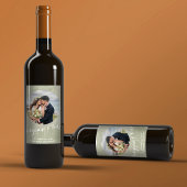 Elegante bruiloft eenvoudige foto tropische palmbl wijn etiket