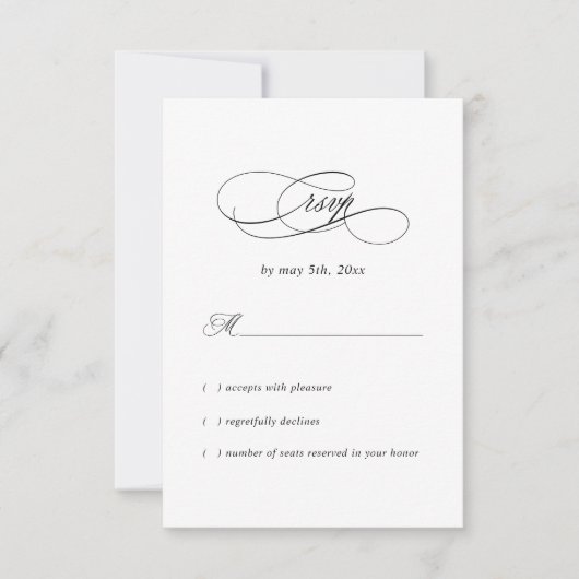 Elegante bruiloft eenvoudige moderne monogram QR-c RSVP Kaartje (Voorkant)