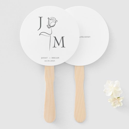 Elegante bruiloft fans | Gepersonaliseerde huwelij Handwaaier (Voorkant en achterkant)