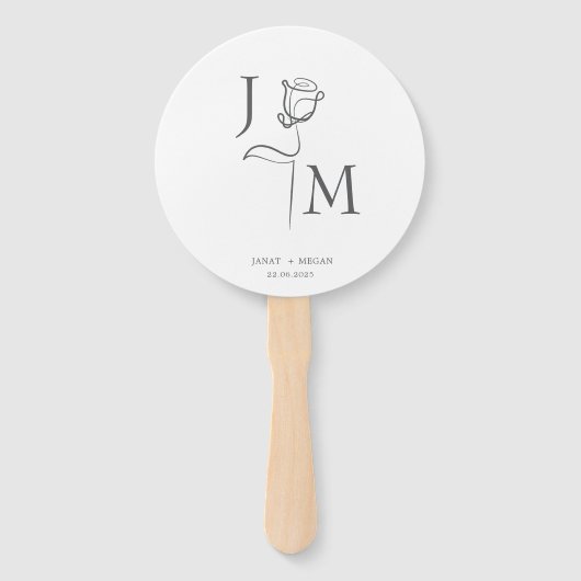 Elegante bruiloft fans | Gepersonaliseerde huwelij Handwaaier (Voorkant)