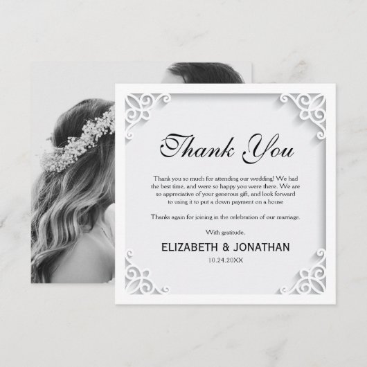 Elegante bruiloft foto dankbaarheid bedankkaart (Voorkant / Achterkant)