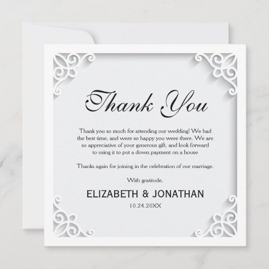 Elegante bruiloft foto dankbaarheid bedankkaart (Voorkant)