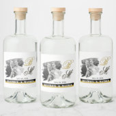 Elegante bruiloft foto fles labels, Jubileum Likeurfles Etiket (Flessen)