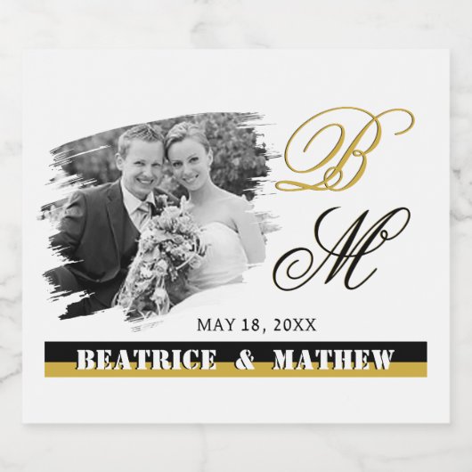 Elegante bruiloft foto fles labels, Jubileum Likeurfles Etiket (Enkel label)