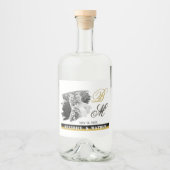 Elegante bruiloft foto fles labels, Jubileum Likeurfles Etiket (Voorkant)