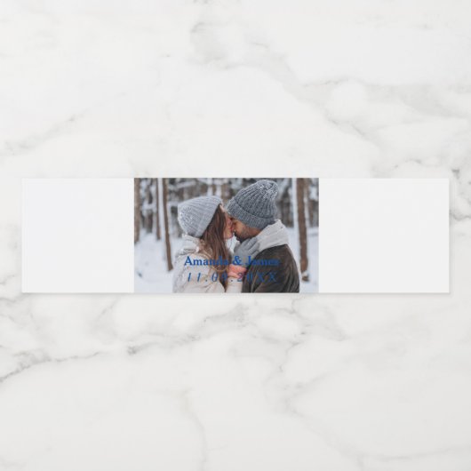 Elegante bruiloft Foto gunsten rustiek Waterfles Etiket (Enkel label)