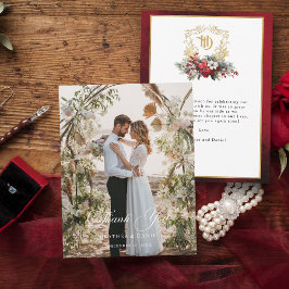 Elegante bruiloft foto kalligrafie Dank u Bedankkaart