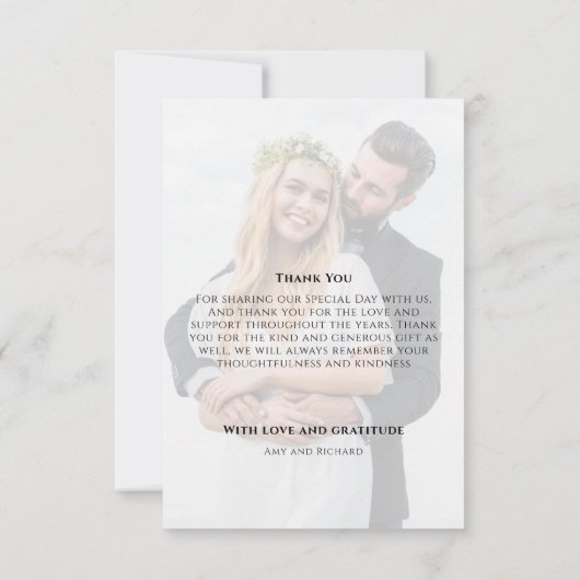 Elegante bruiloft foto kalligrafie script Custom Bedankkaart (Achterkant)