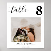 Elegante bruiloft FOTO Kalligrafie Tafelnummer Poster (Voorkant)