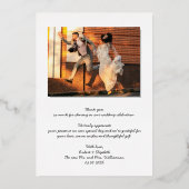 Elegante bruiloft foto zilveren folie dank u kaart (Achterkant)