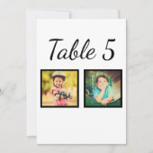 Elegante bruiloft foto zwart wit tafel nummer kaart (Voorkant)