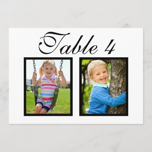 Elegante bruiloft foto zwart wit tafel nummer kaart (Achterkant)